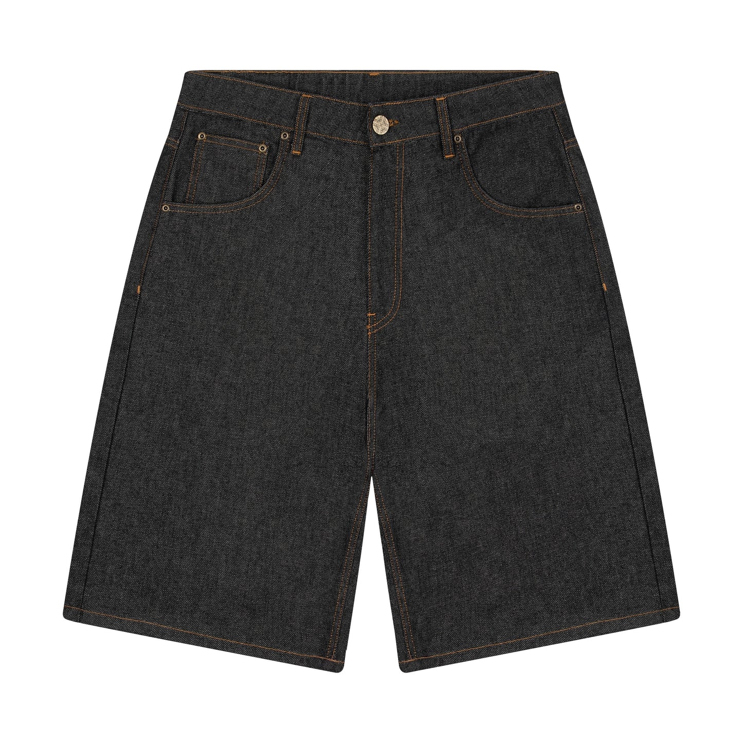 "aziza" black raw Jorts 01