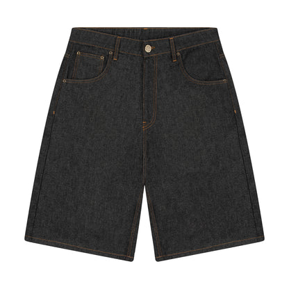 "aziza" black raw Jorts 01