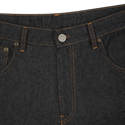 "aziza" black raw Jorts 01