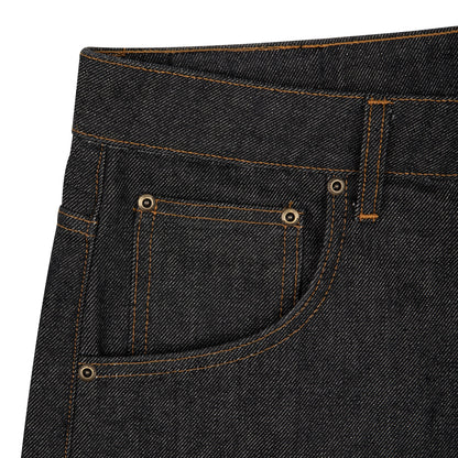 "aziza" black raw Jorts 01