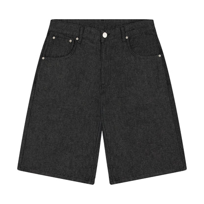 "aziza" black raw Jorts 02