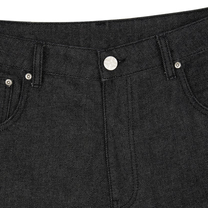 "aziza" black raw Jorts 02