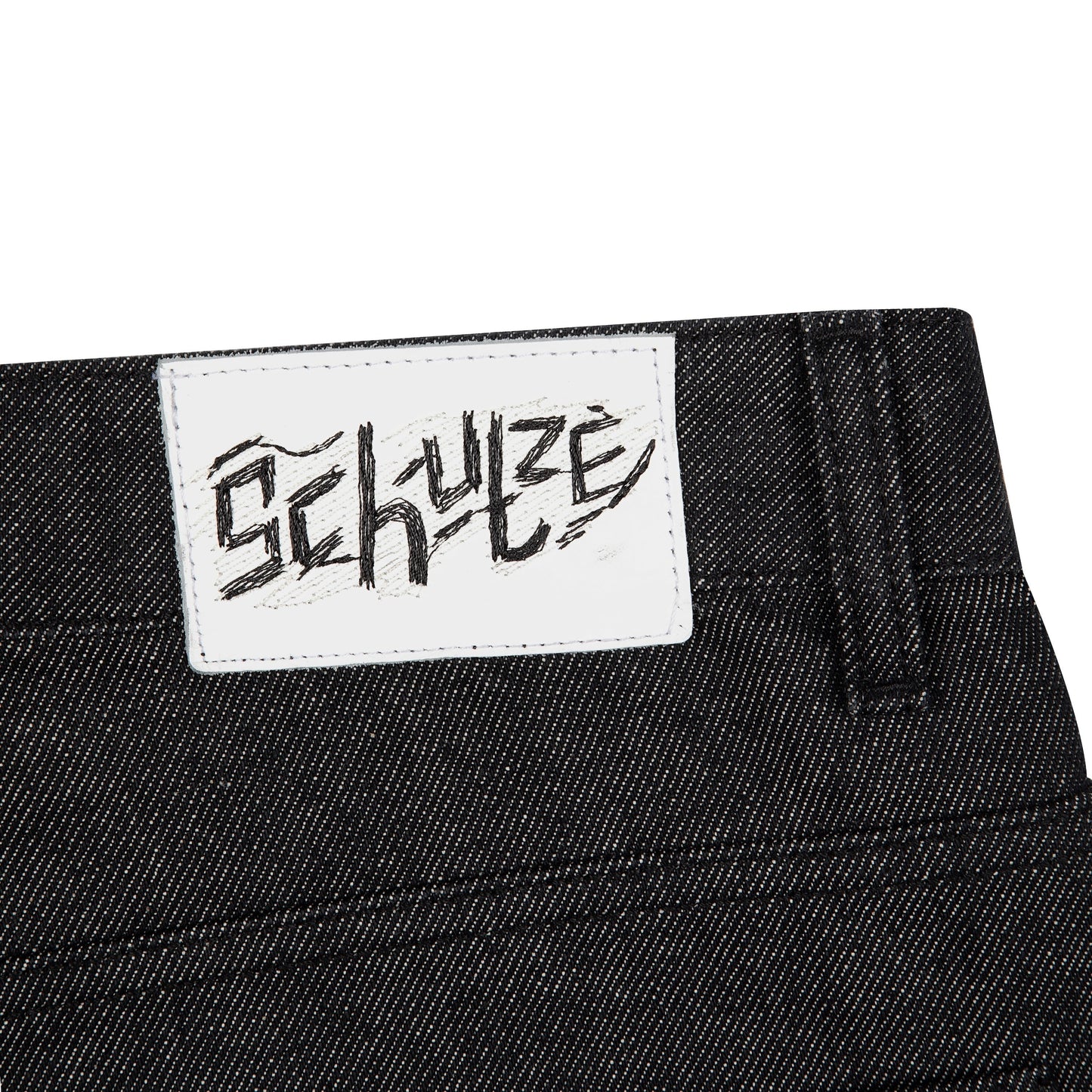 "aziza" black raw Jorts 02