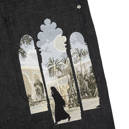 "aziza" black raw Jorts 02