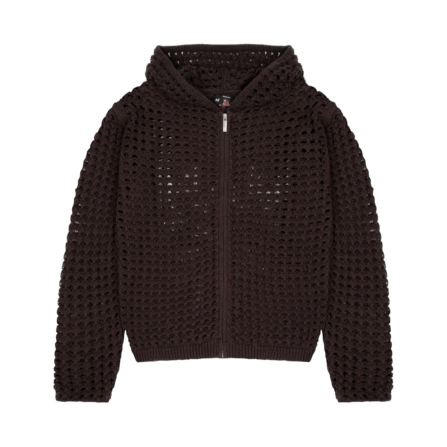 "aziza" crochet zip up brown