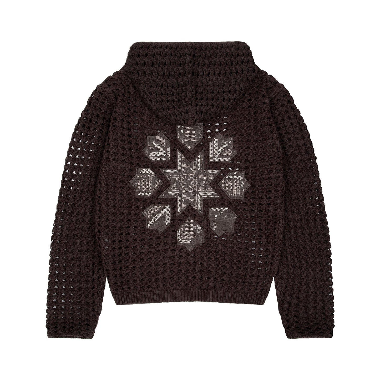 "aziza" crochet zip up brown