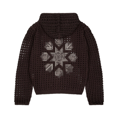 "aziza" crochet zip up brown