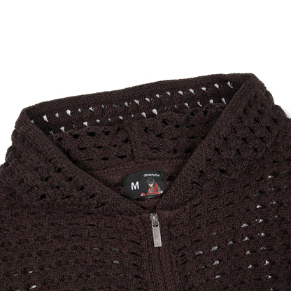 "aziza" crochet zip up brown