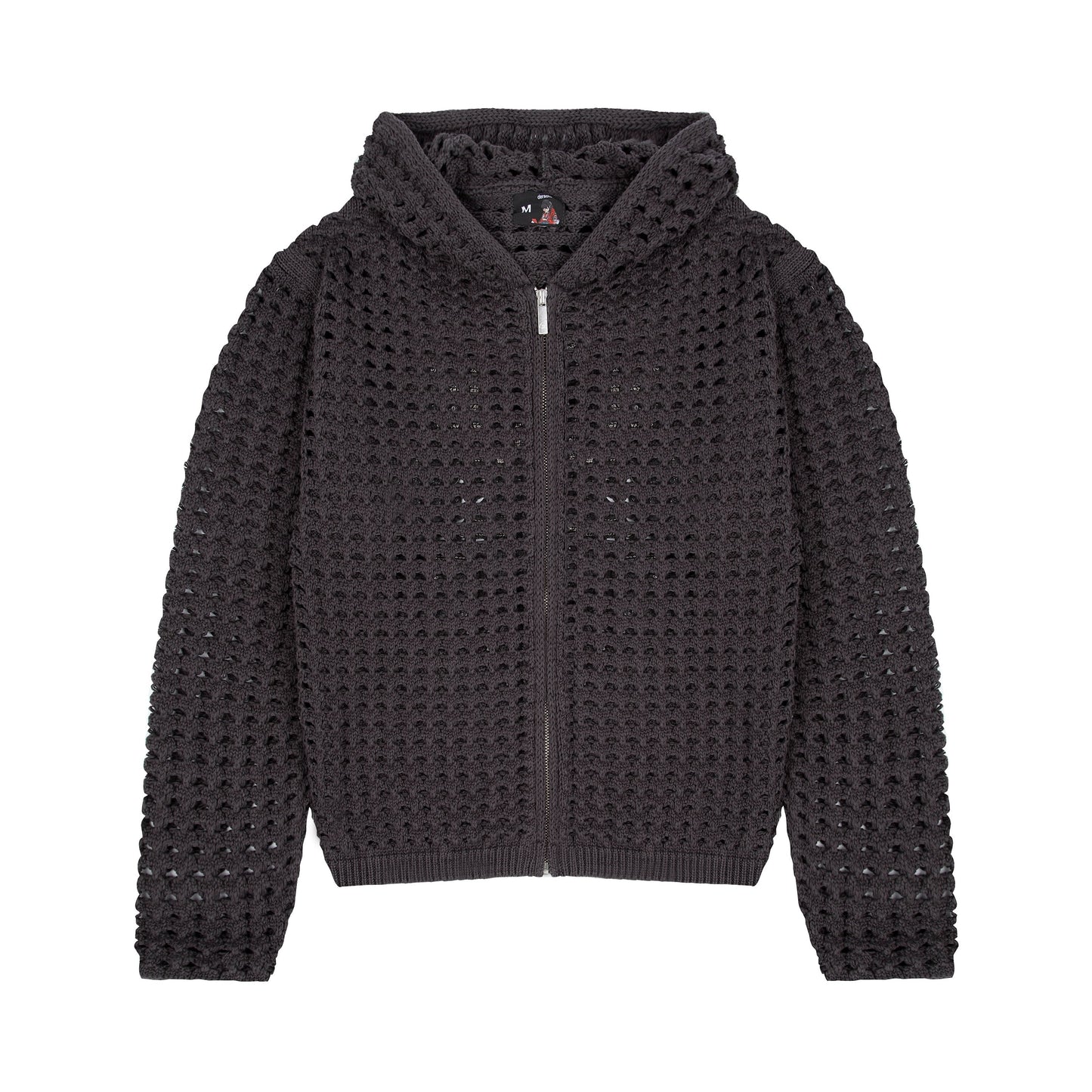 "aziza" crochet zip up anthracite