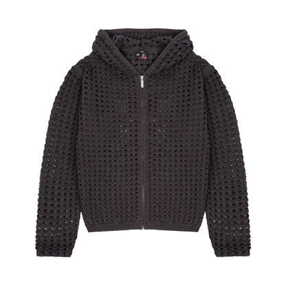 "aziza" crochet zip up anthracite