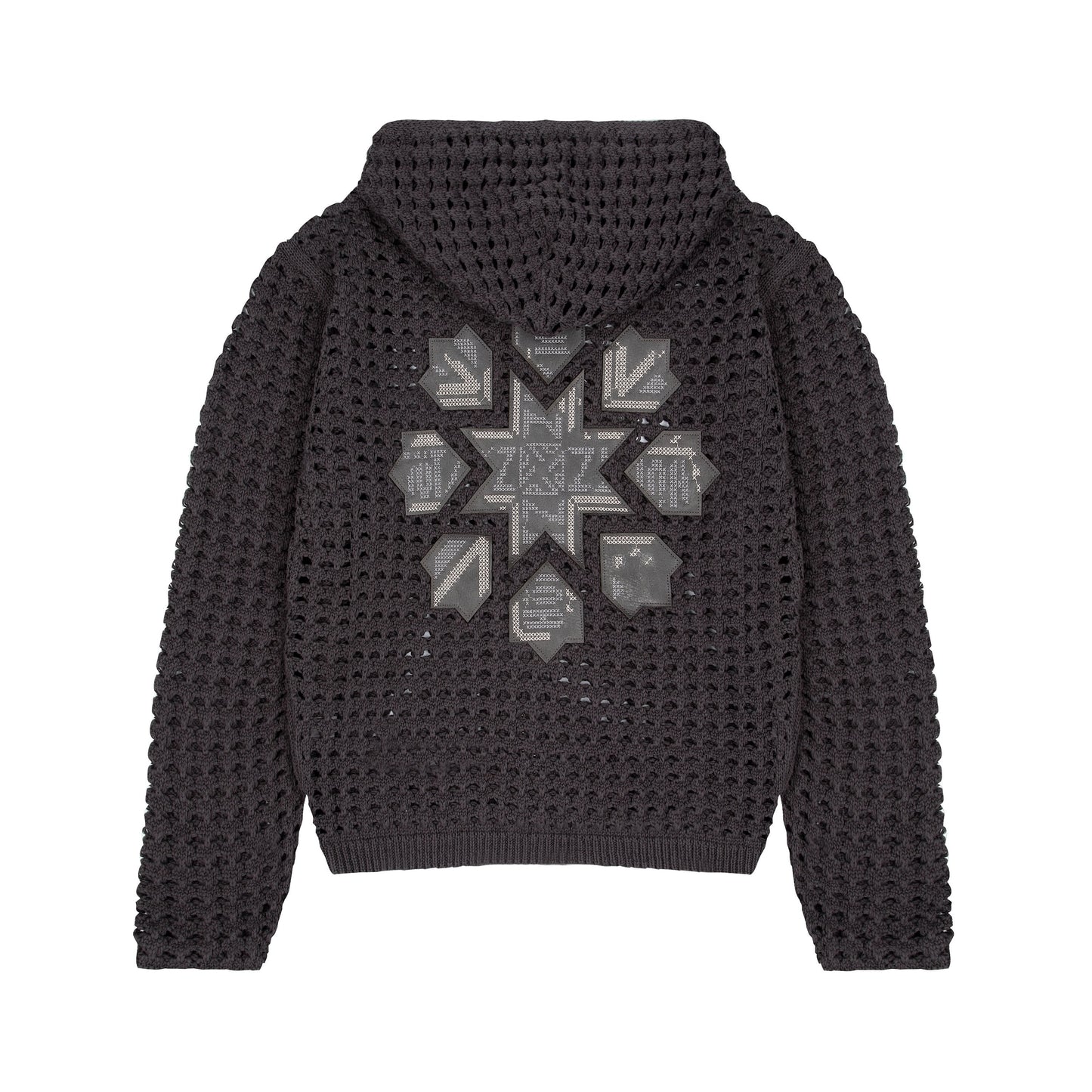 "aziza" crochet zip up anthracite