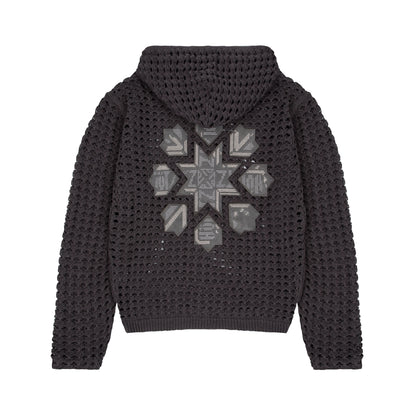 "aziza" crochet zip up anthracite