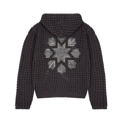 "aziza" crochet zip up anthracite