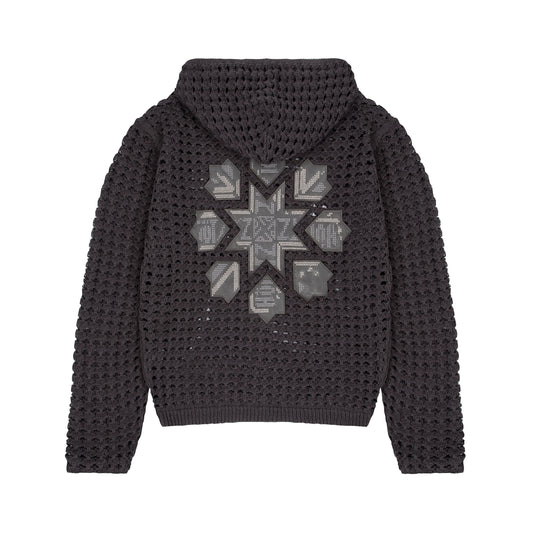 "aziza" crochet zip up anthracite