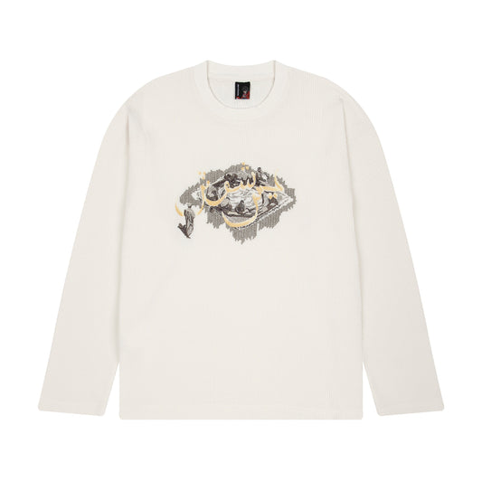 "aziza" waffle Longsleeve off white