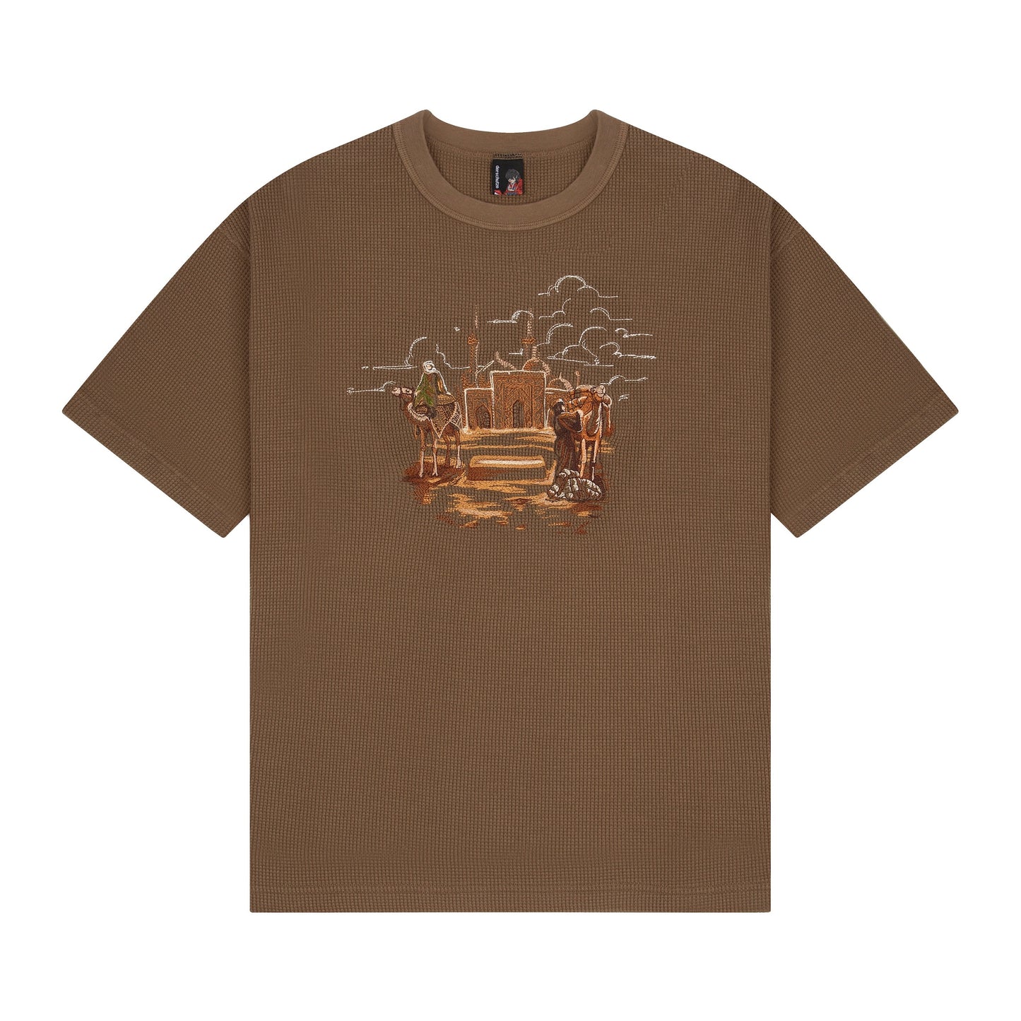 "aziza" waffle T Shirt brown