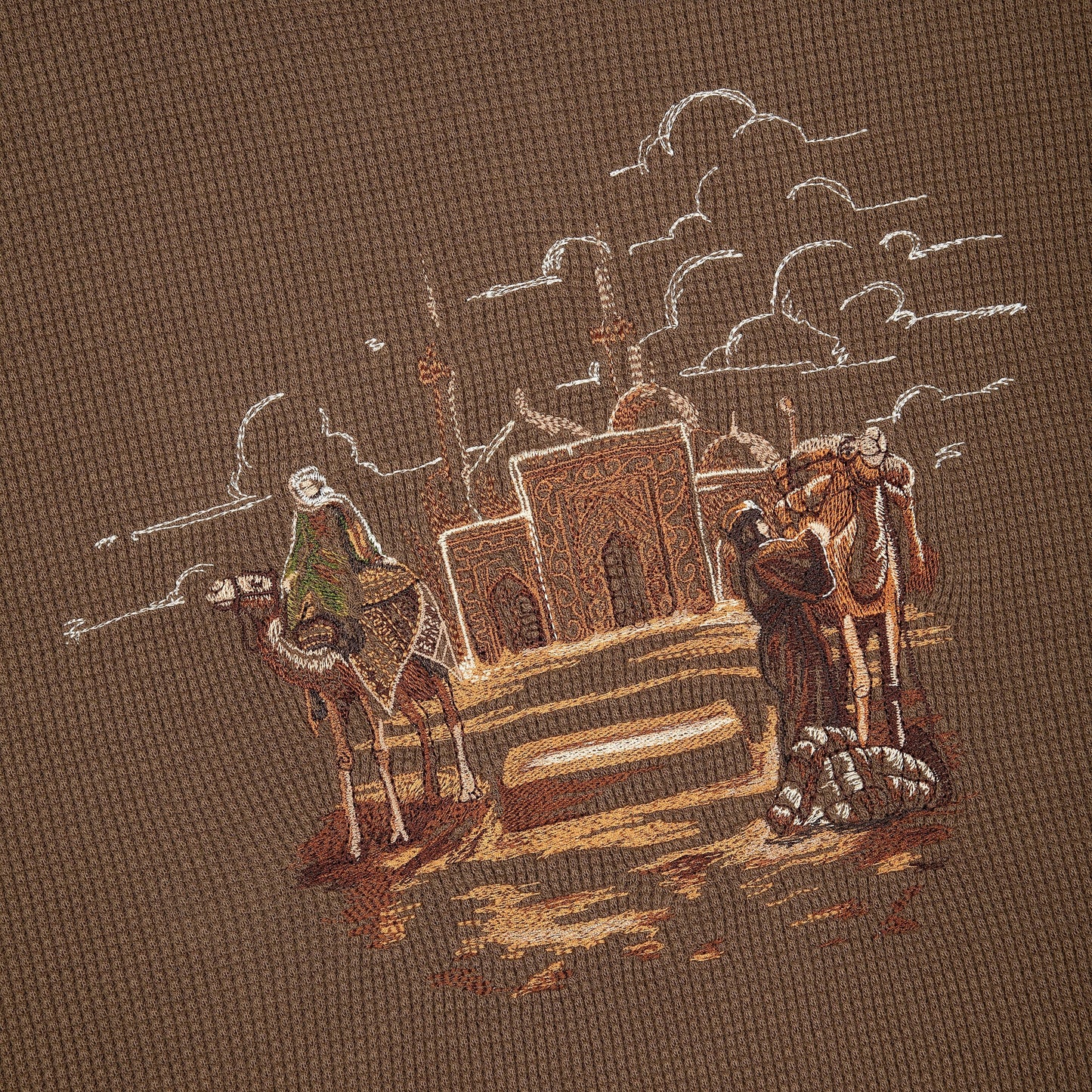 "aziza" waffle T Shirt brown