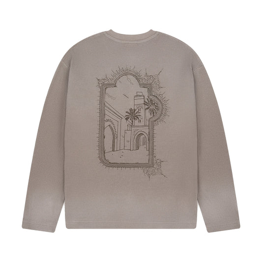 "aziza" waffle Longsleeve taupe