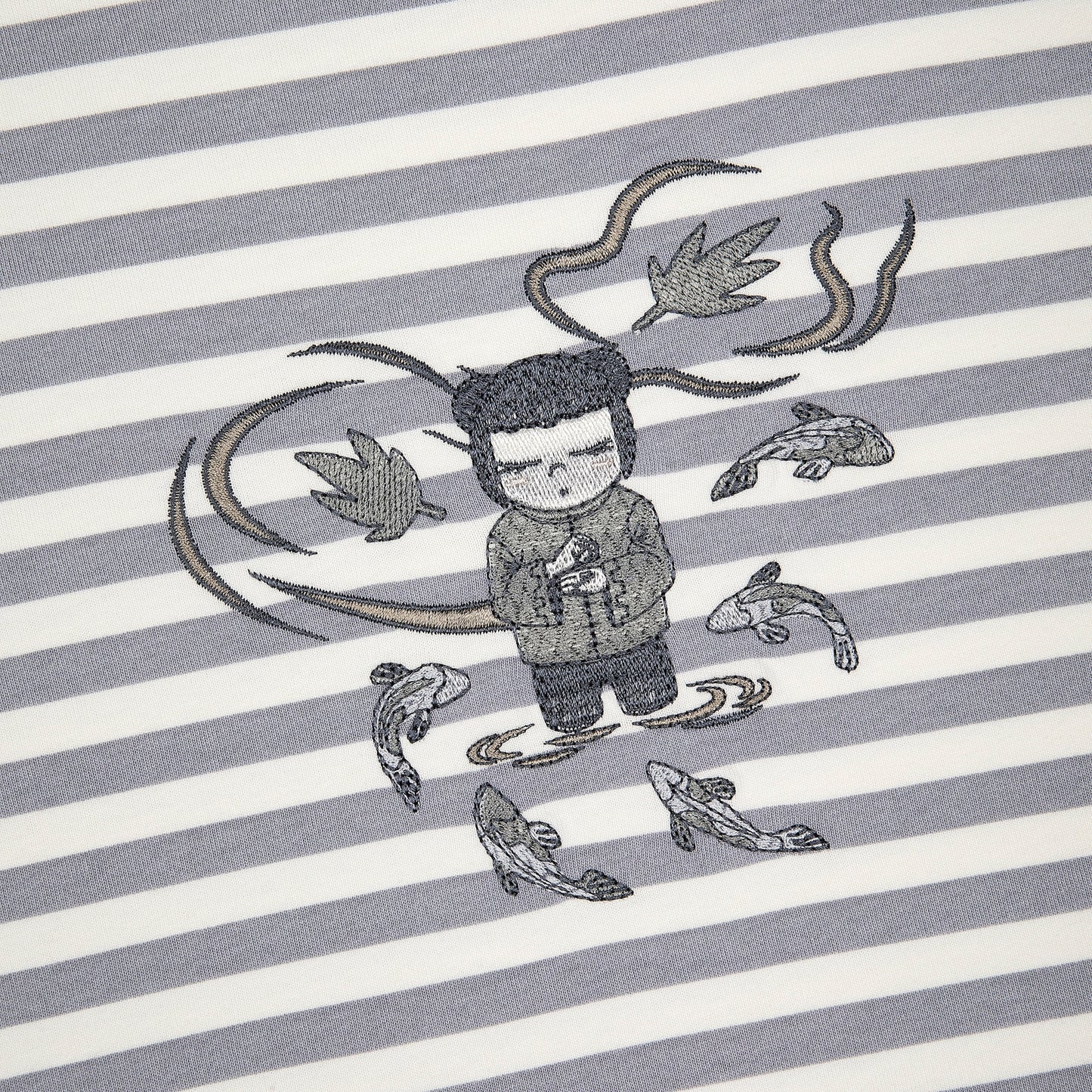 "koi" T Shirt grey striped