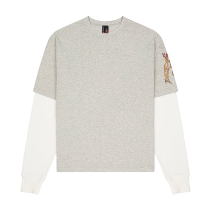"yakuza" layered Longsleeve grey