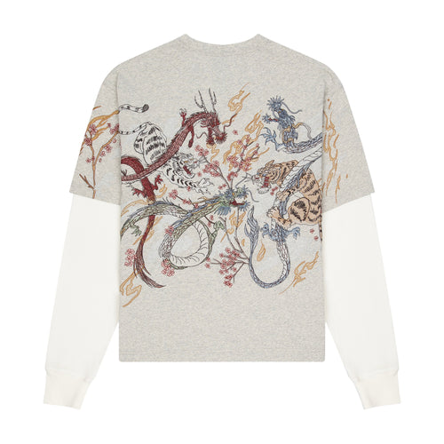 "yakuza" layered Longsleeve grey