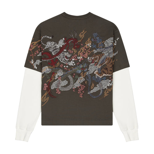 "yakuza" layered Longsleeve khaki