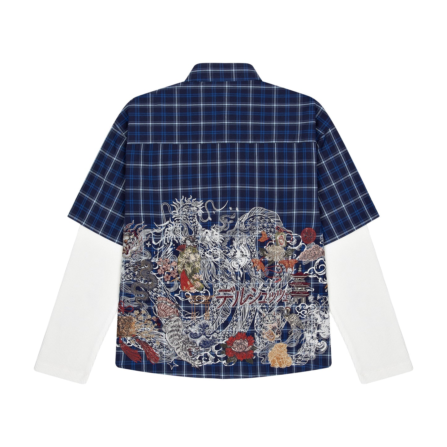 "yakuza" layered Shirt navy