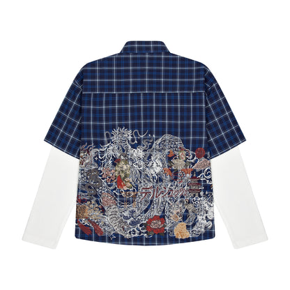 "yakuza" layered Shirt navy
