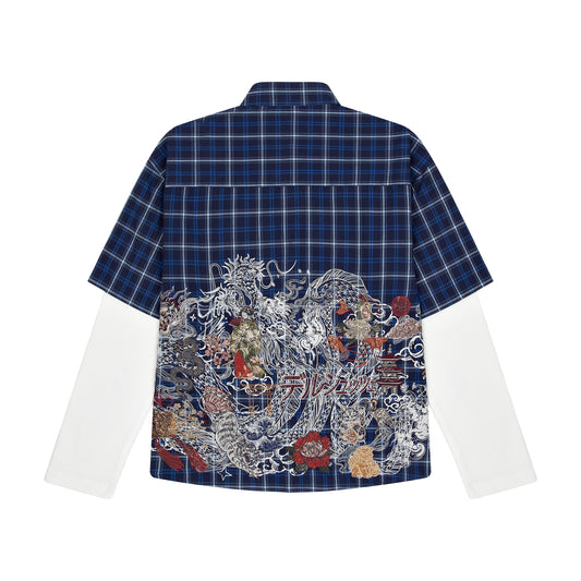 "yakuza" layered Shirt navy