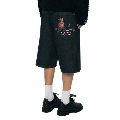 "koi fish v2" Jorts raw black
