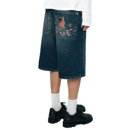 "koi fish v2" Jorts washed indigo