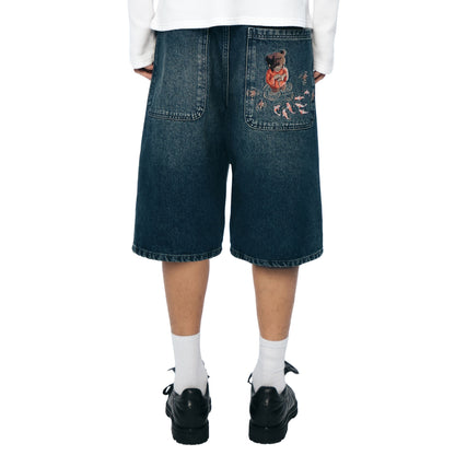 "koi fish v2" Jorts washed indigo