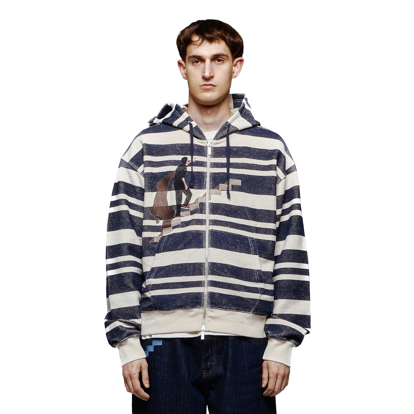 "on air" striped Zip Up