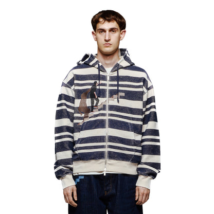 "on air" striped Zip Up