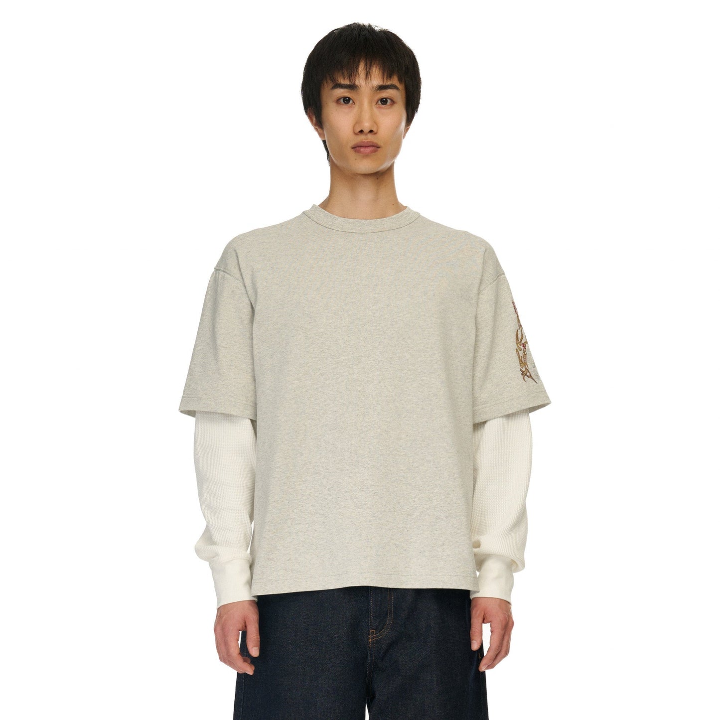 "yakuza" layered Longsleeve grey