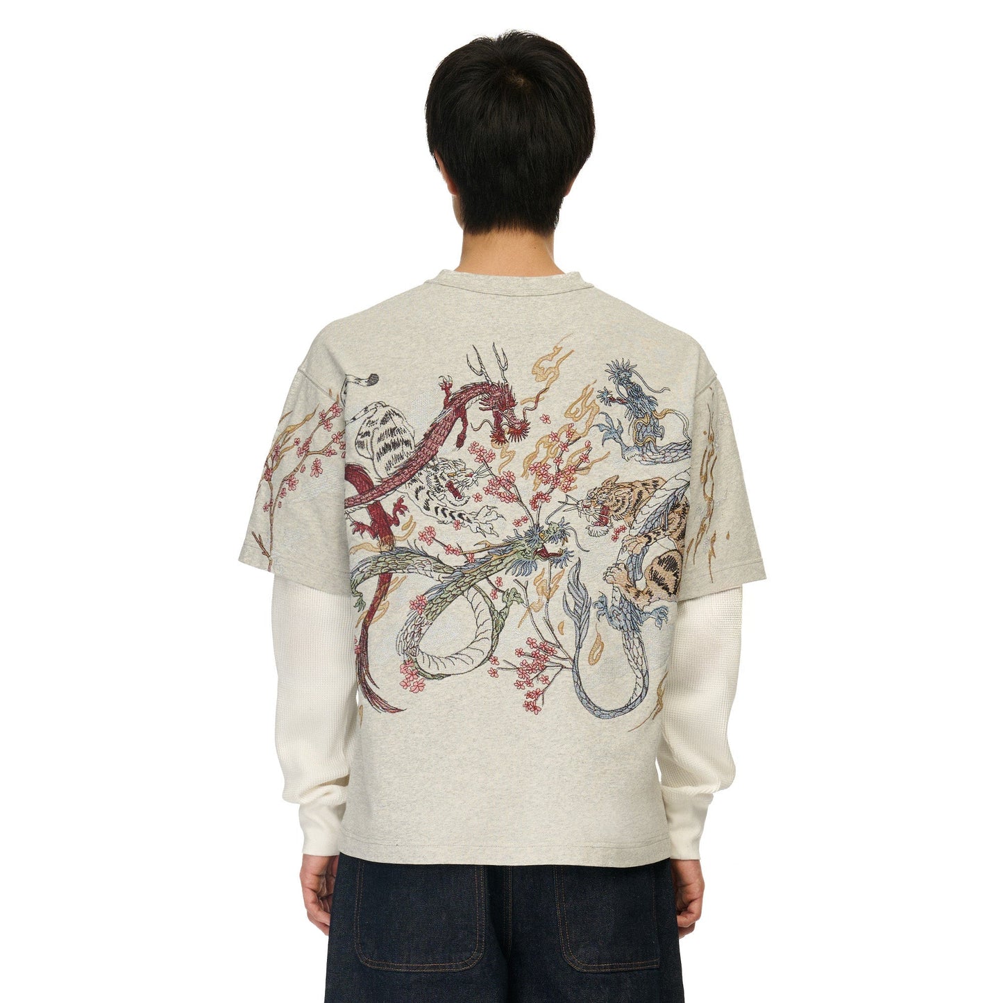 "yakuza" layered Longsleeve grey