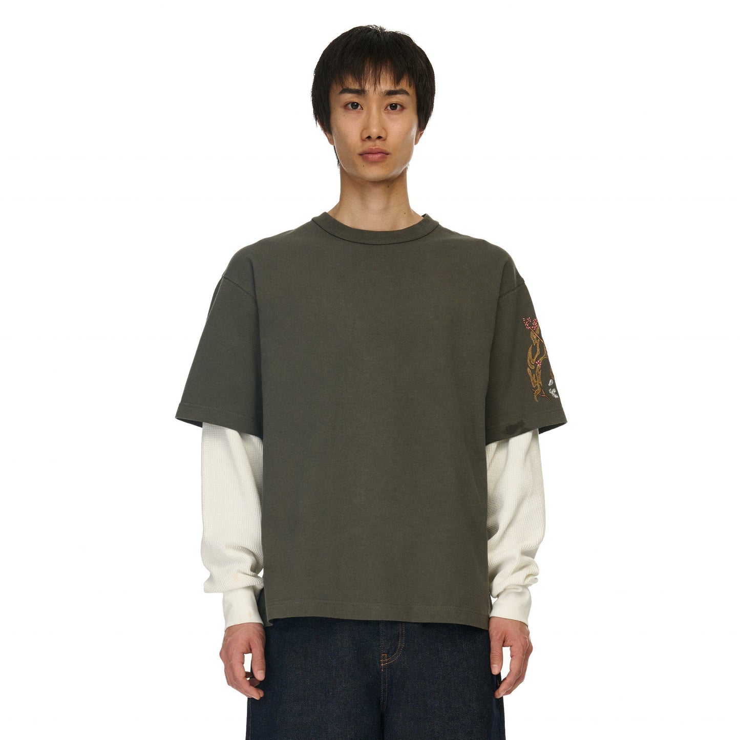 "yakuza" layered Longsleeve khaki