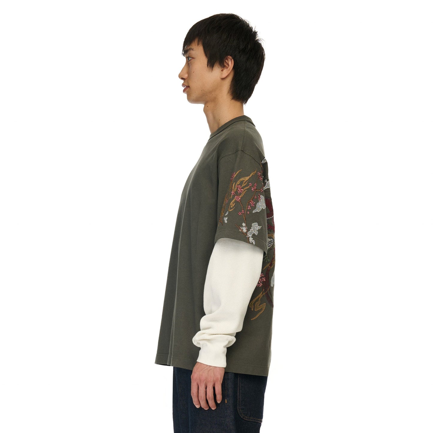 "yakuza" layered Longsleeve khaki
