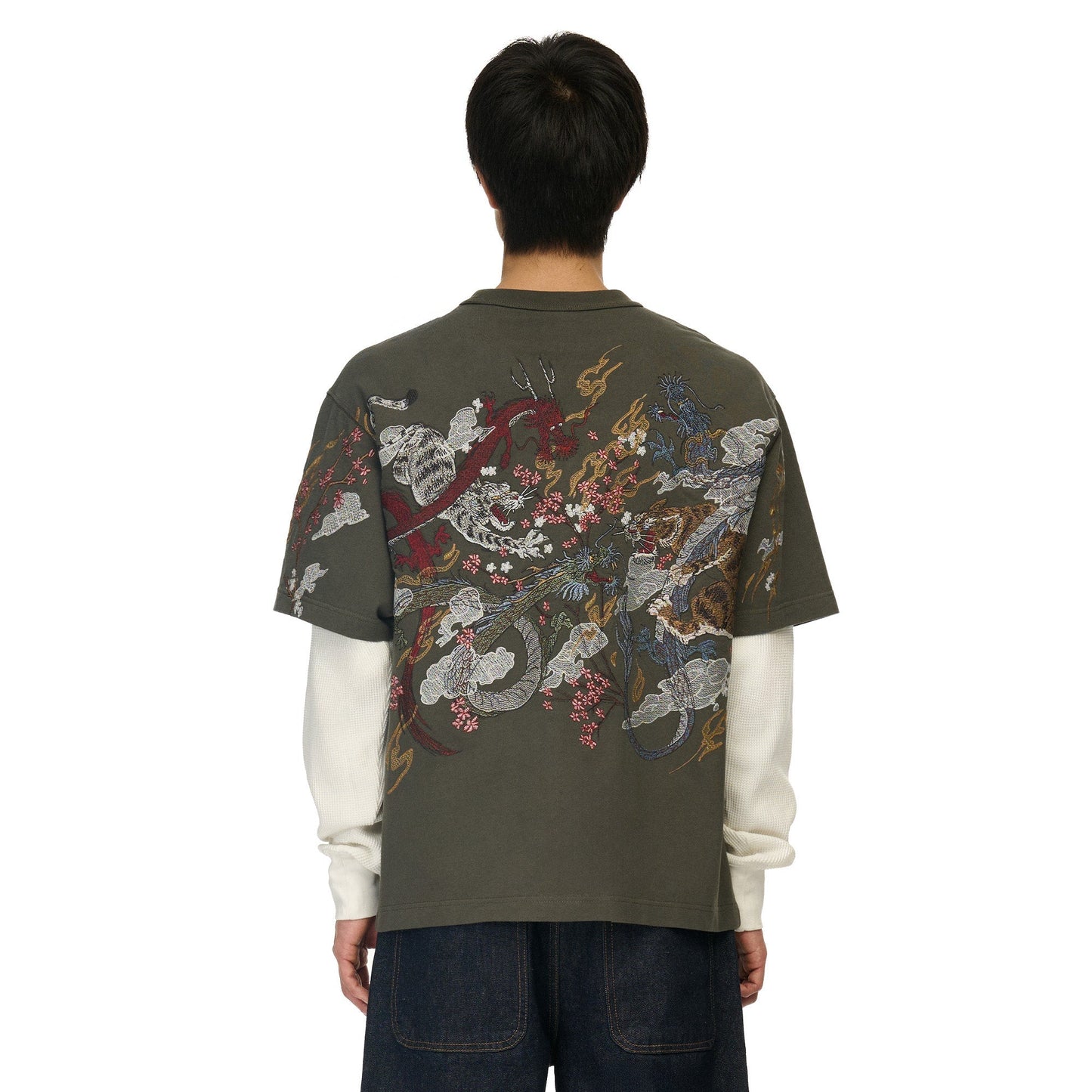 "yakuza" layered Longsleeve khaki