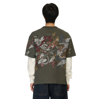 "yakuza" layered Longsleeve khaki