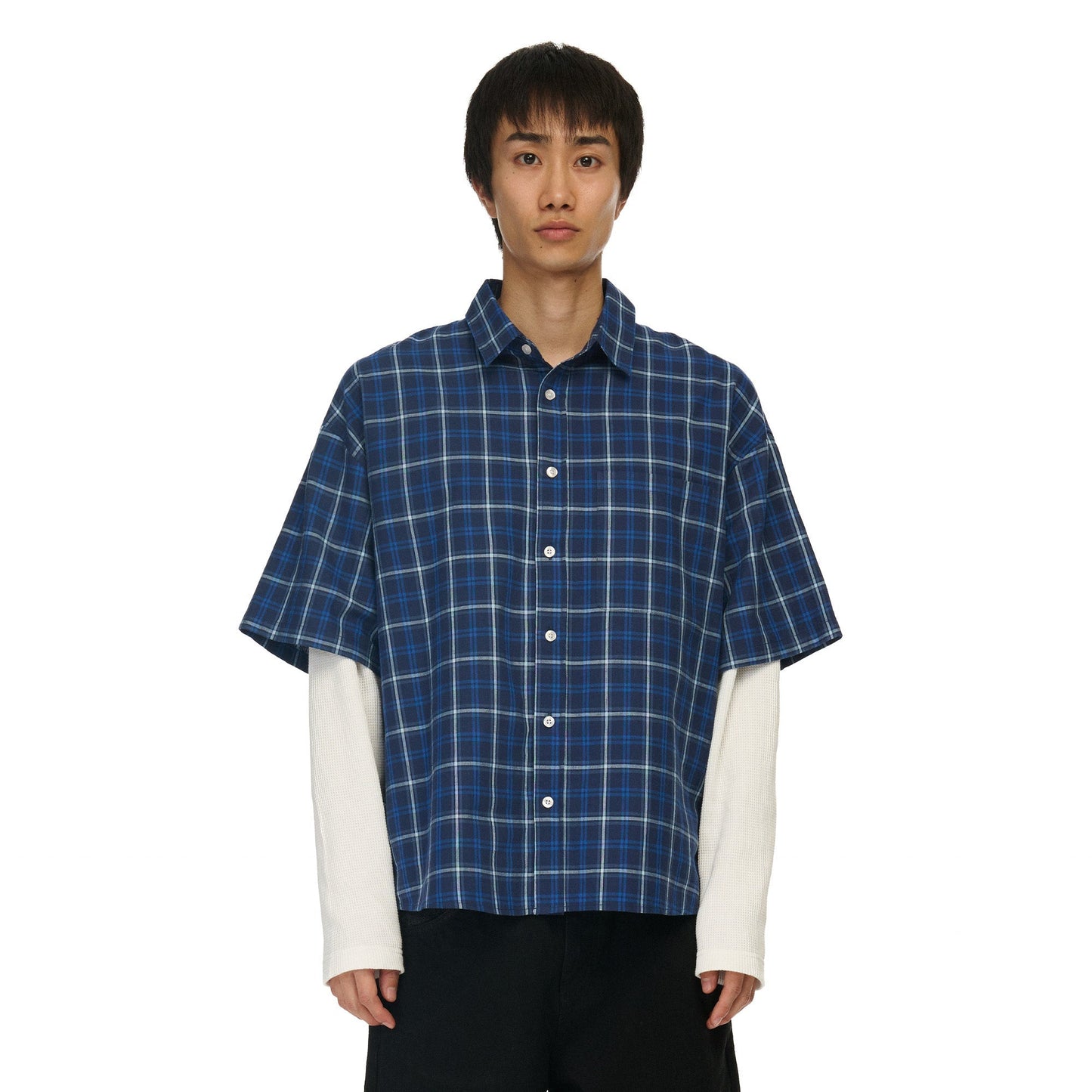 "yakuza" layered Shirt navy