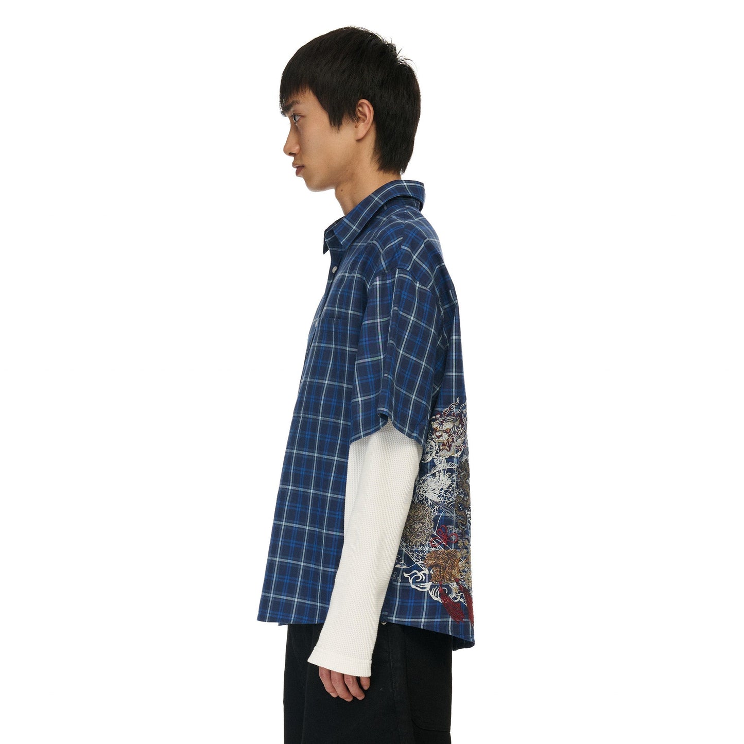 "yakuza" layered Shirt navy