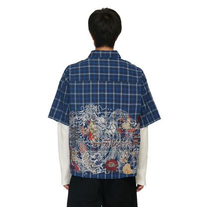 "yakuza" layered Shirt navy