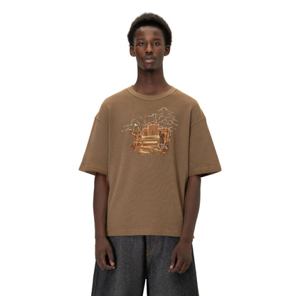 "aziza" waffle T Shirt brown