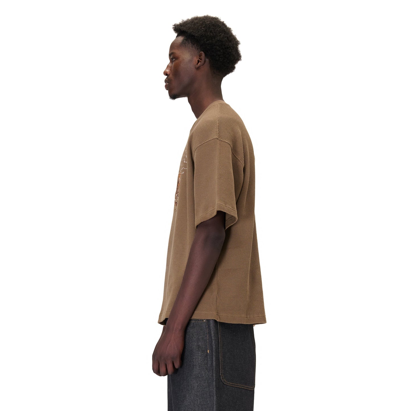 "aziza" waffle T Shirt brown