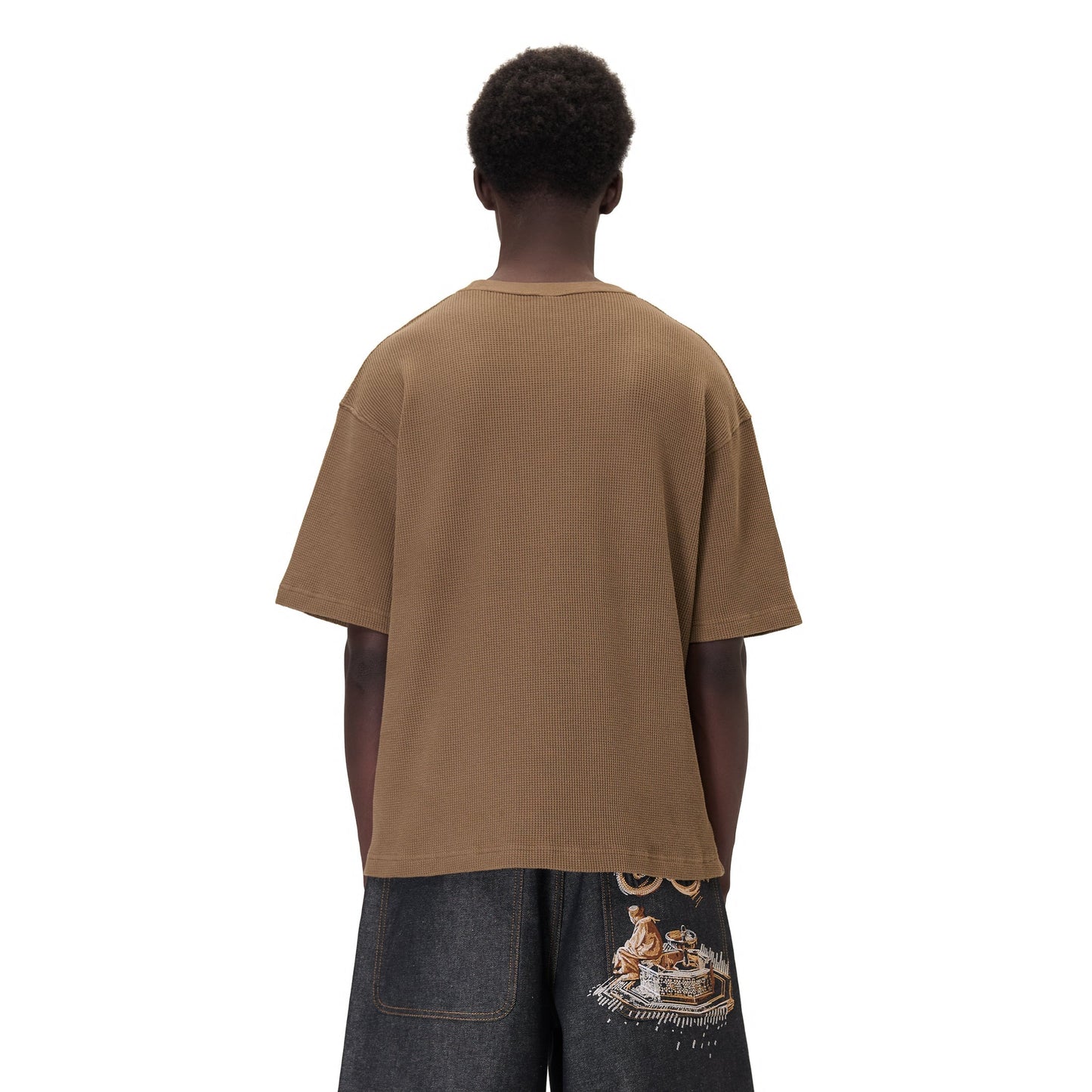 "aziza" waffle T Shirt brown