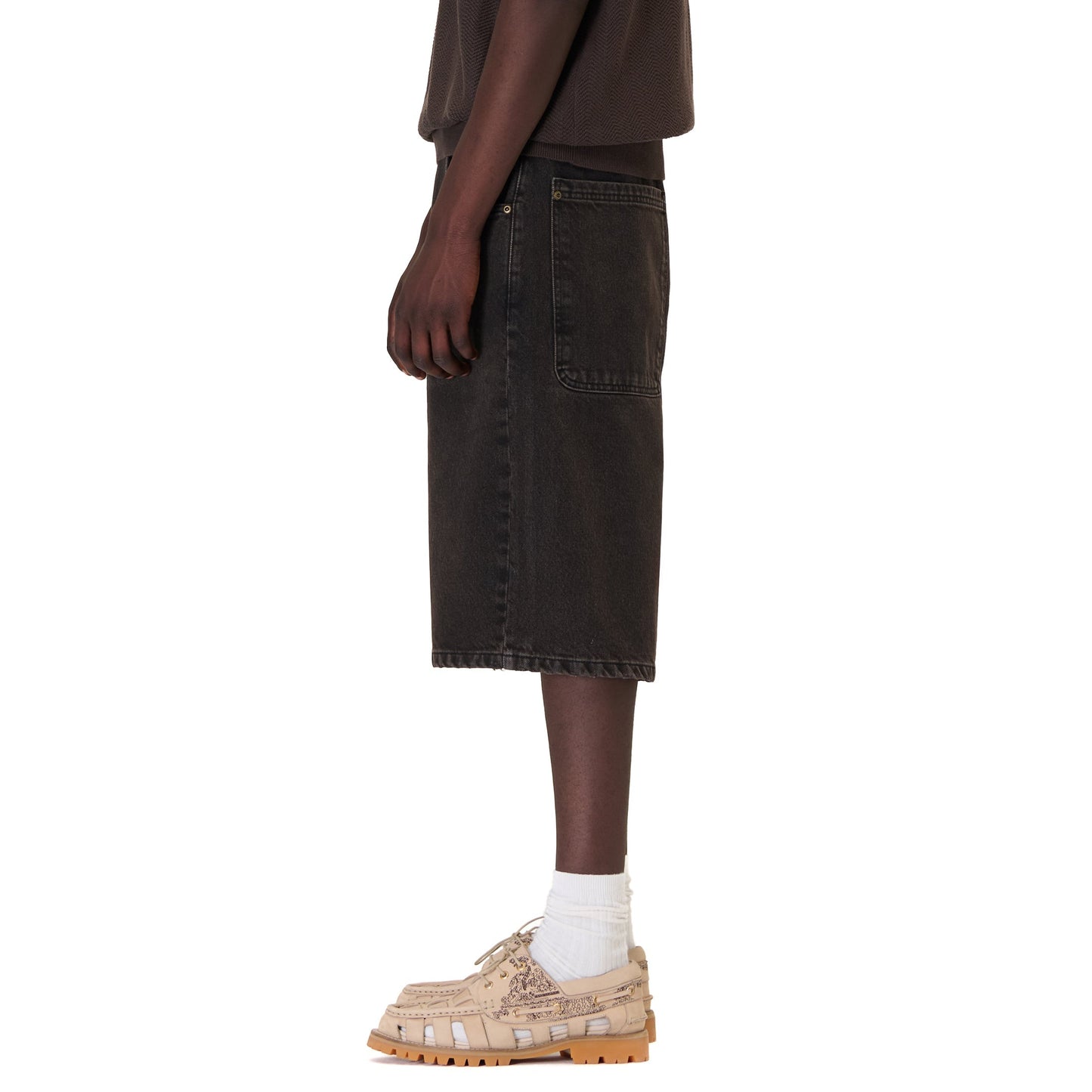 "aziza" brown washed Jorts