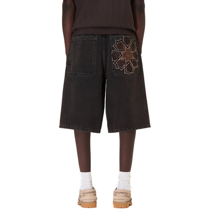 "aziza" brown washed Jorts