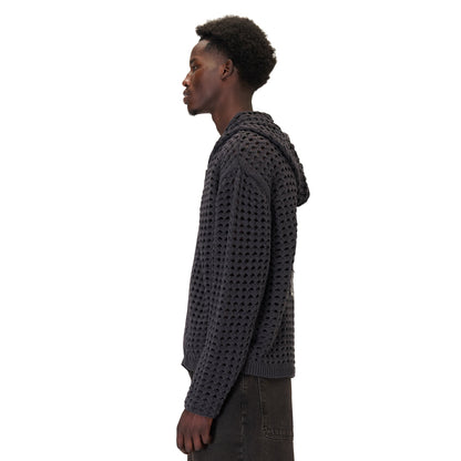 "aziza" crochet zip up anthracite