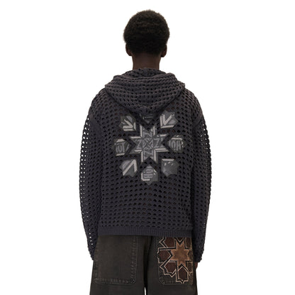 "aziza" crochet zip up anthracite